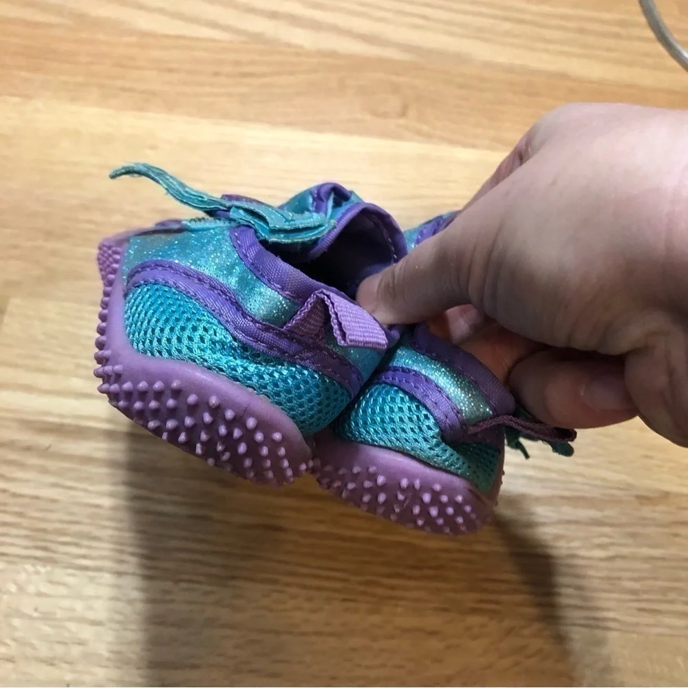Little Mermaid Ariel Swim Shoes Sz 9 10 Purple Girls Kids Toddler Blue